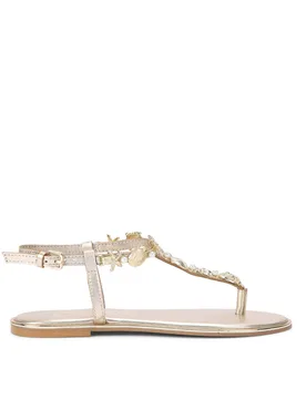 Womens Leather Rudy Sandals - Gold - Size Uk 6 - KG Kurt Geiger - FashionsVida