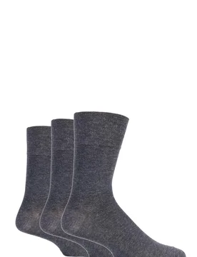 Mens 3 Pair Plain Cotton Socks Charcoal 6-11 Mens - Grey - Size: 6-11 Mens - Gentle Grip - FashionsVida