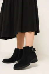 Women's Double Buckle Chelsea Boots In Wide E Fit in Black Size: 4E - Black - Size: 4E