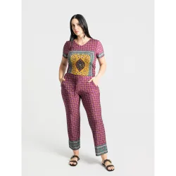 Pantalon largo estampado con cenefas