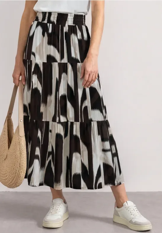 Maxi-Rock mit Volants und Print female Braun - Street One - FashionsVida