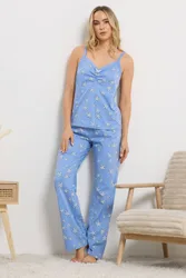 Tall Starfish Print Wide Leg Pyjama Set - Light Blue - Size: 18-20