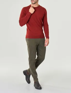 Maglia color caramello girocollo tinta unita in misto lana - Priority House - FashionsVida