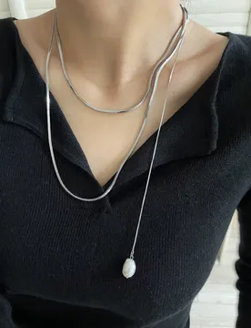 Brass Layered Snake Chian Real Natural Pearl Necklaces Women Jewelry Punk Hiphop Designer Runway Rare Boho Top Japan Korean - Aliexpress - FashionsVida