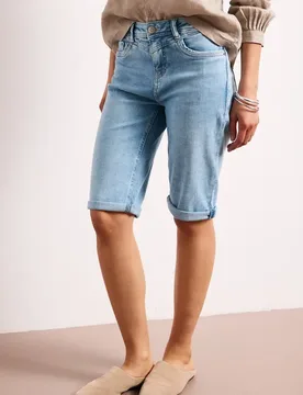 Slim Leg Bermuda mit Turn-Up-Detail female Blau - Street One - FashionsVida