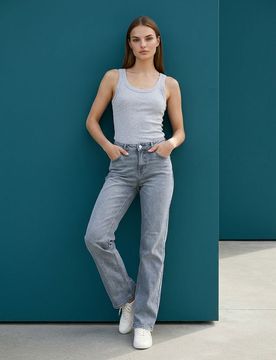 Jeans flare a vita bassa - grigio chiaro