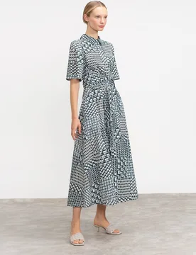 Vestido midi de manga corta - Lasserre - FashionsVida
