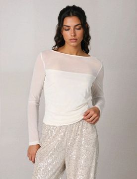 Maglia con manica trasparente - panna