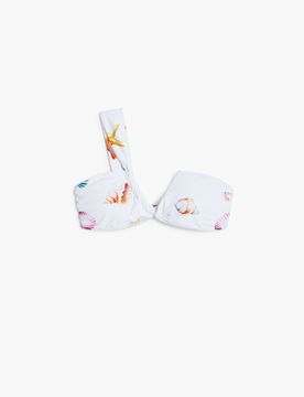 Haut de bikini coquillages, Blanc, L
