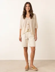 Thin Knit Button Front Boxy Cardigan - ONE / BEIGE - female