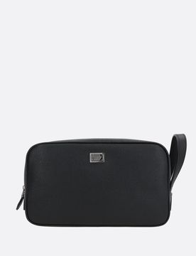 Calfskin Toiletry Handbag with Leather Handles, Zip Closure & Interior Pocket, H12.5 x W25 x D11 cm