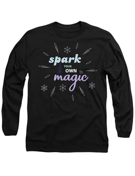Unisex Frozen Spark Your Own Magic Elsa Silhouette Long Sleeve T-Shirt, Black Size: XL - Black - Size: XL - Disney - FashionsVida