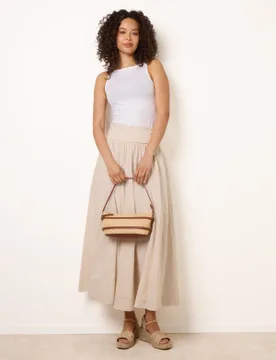 Godet Hem Jersey Waist Skirt - M/L / STONE - female - Blue Vanilla - FashionsVida