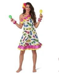 Rumba-Tänzerin-Kostüm mit Ananas bunt