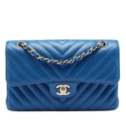 Small Classic Chevron Lambskin Double Flap