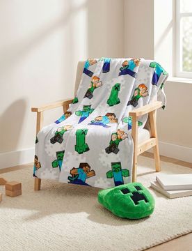 Confezione da 2 coperte Minecraft con scaldapiedi - verde