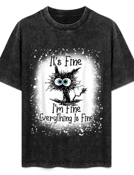 Bleached Its Fine Im Fine Everything Is Fine Shirt Black Cat T-Shirt Lightweight Running Sports T-Shirt - Aliexpress - FashionsVida
