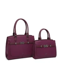 Zip Top Two Handles 2 In 1 Handbag Tote Bag - Purple - Size: One Size