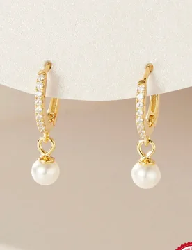 Par de pendientes de plata de ley 925 con colgante de concha y perla, un regalo de joyería exquisito para mujeres, para aniversario y Día de San Val - Shein - FashionsVida