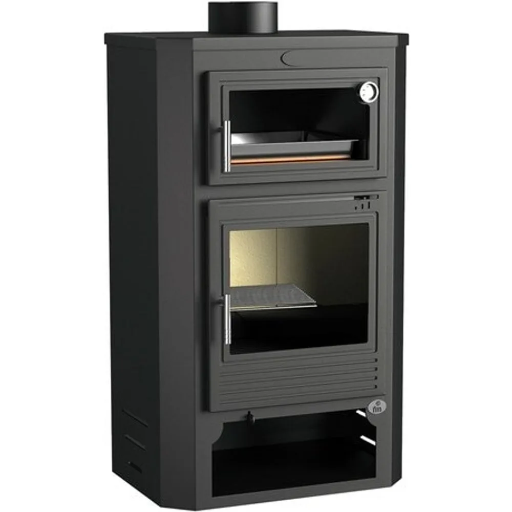Estufa de Leña Frontal con Horno Envolvente y Leñero M-104 - FM CALEFACCIÓN - FashionsVida