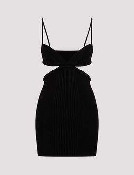 Cut-out Ribbed-knit Minidress