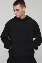 Herren Basic BM Signature Oversized Boxy Hoodie Sweatshirt Black Größe Medium
