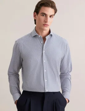 Regular Jerseyhemd Gestreift Grau 42 - Seidensticker.com - FashionsVida