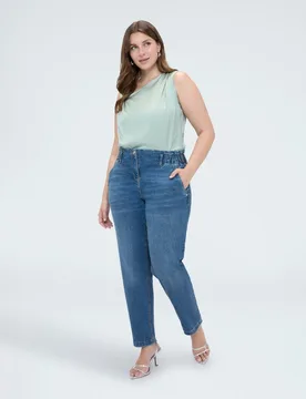 Jeans de mujer balloon efecto washed efecto lavado en el tejido de denim - Fiorella Rubino - FashionsVida