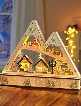 LED-Holzdeko "Weihnachten im Bergdorf" - Eldo - FashionsVida