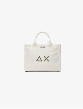 Shopping bag Donna Cali media in tela di cotone bianco panna