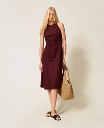 Robe midi en suédine avec broderie