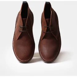 Botines de hombre de serraje engrasado con cordones