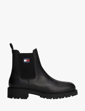 Bottines bout rond en cuir