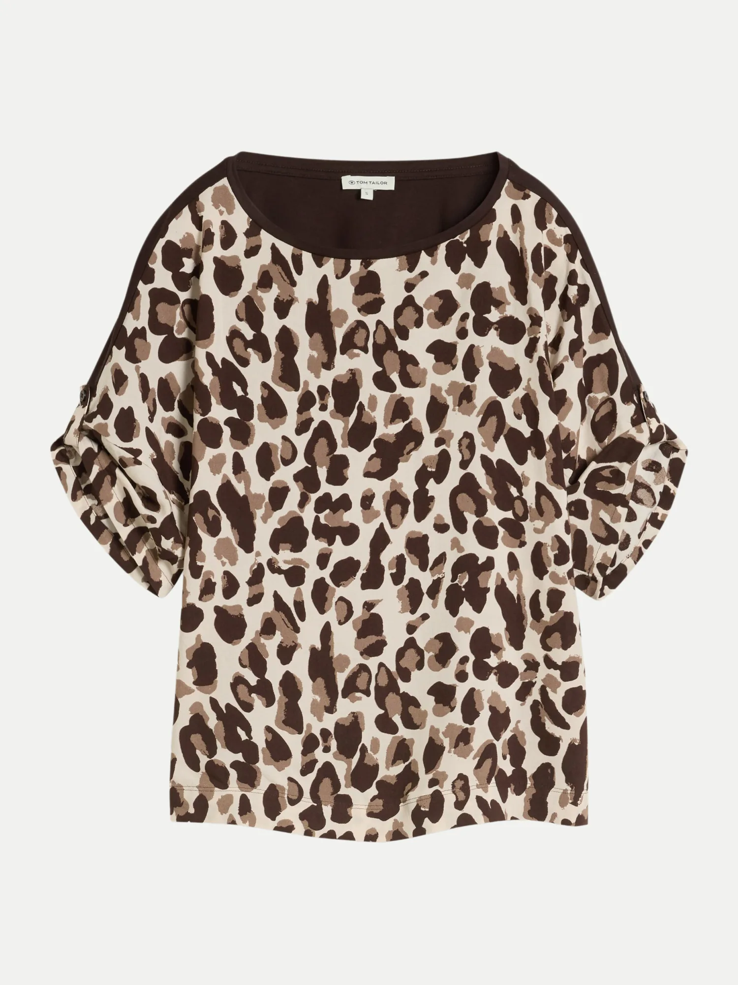 T-Shirt mit Leo-Muster Braun L - Tom Tailor Casual - FashionsVida