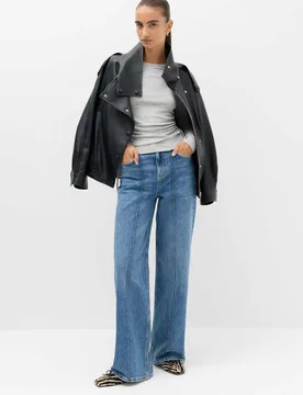 High Waisted Pintuck Wide Leg Jeans Medium Indigo female - M&S - FashionsVida
