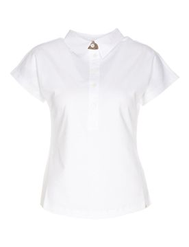 T-shirt polo bianca con logo sul colletto