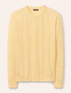 Rundhals-Pullover Merino Extrafein, , Farbe Gelb, 58/60, reine, extrafeine Merinowolle temperaturausgleichend Herren - Walbusch - FashionsVida