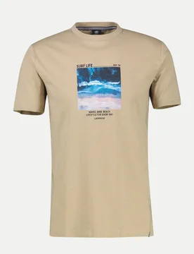 T-Shirt mit Surfer-Motiv-Print Beige L - Lerros - FashionsVida