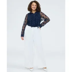 Camisa de mujer de encaje con volantes