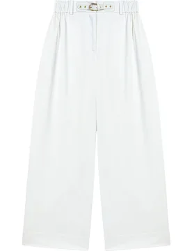 Pantalones anchos de mujer tiro alto de efecto paper bag de algodón - Maje - FashionsVida