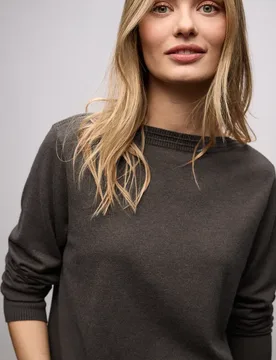Basic U-Boot Pullover female Braun - Street One - FashionsVida