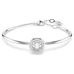 Bracciale rigido Dextera, Taglio Round, Bianco, Placcato rodio OS