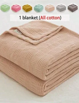 Pieza Manta de algodón puro tejida - Diseño a cuadros ultra delgado y transpirable Ropa de cama para todas las estaciones Lavable a máquina Ideal p - Shein - FashionsVida
