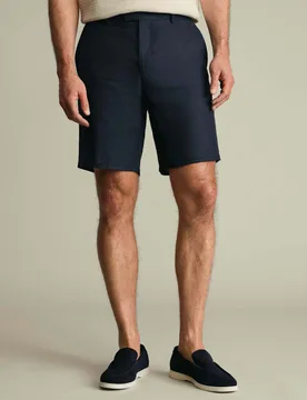 Pure Linen Smart Shorts Navy male - Charles Tyrwhitt - FashionsVida