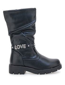 Stivali neri con scritta LOVE glitter Grazia 1756 26