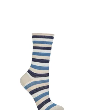 Women's 1 Pair Dopamine Stripe Lyocell Socks Arctic Grey 5.5-8 Ladies - Grey - Size: Small - Falke - FashionsVida