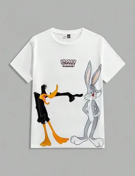 Camiseta de manga corta casual de hombre con estampado de animales de dibujos animados, para verano - Shein - FashionsVida