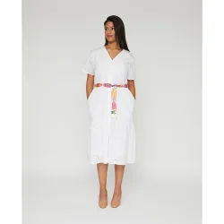 Vestido bordado suizo largo midi