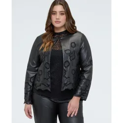 Chaqueta de mujer en tejido revestido con motivos florales