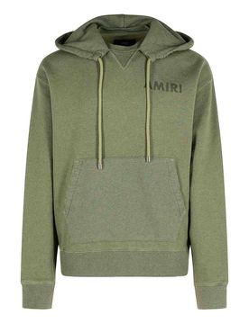 Amiri Felpa in cotone verde stencil